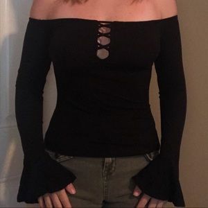 Long sleeved strapless top